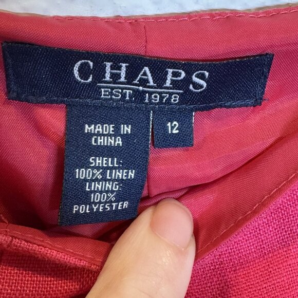 Chaps Linen Skirt Women's size 12 Pink Ruffle Hem Barbiecore Retro 90s Y2K - Picture 3 of 8